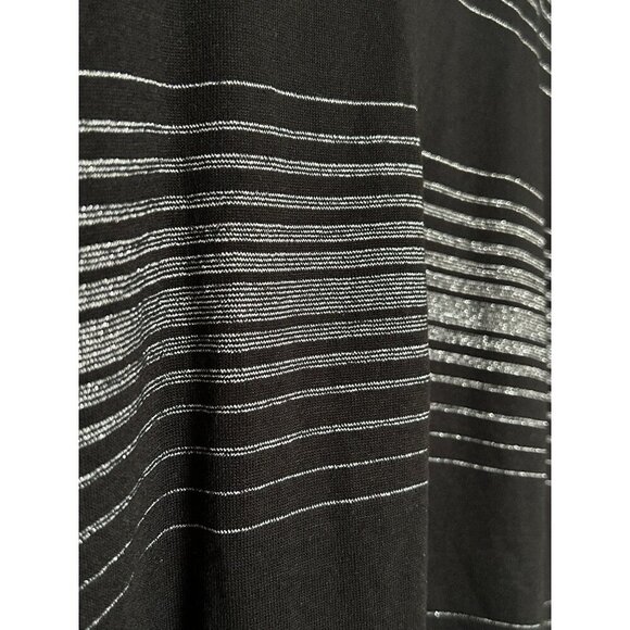 Talbots Top Womens Medium Black Silver Gray Striped Turtleneck Sweater Metallic - Picture 5 of 6